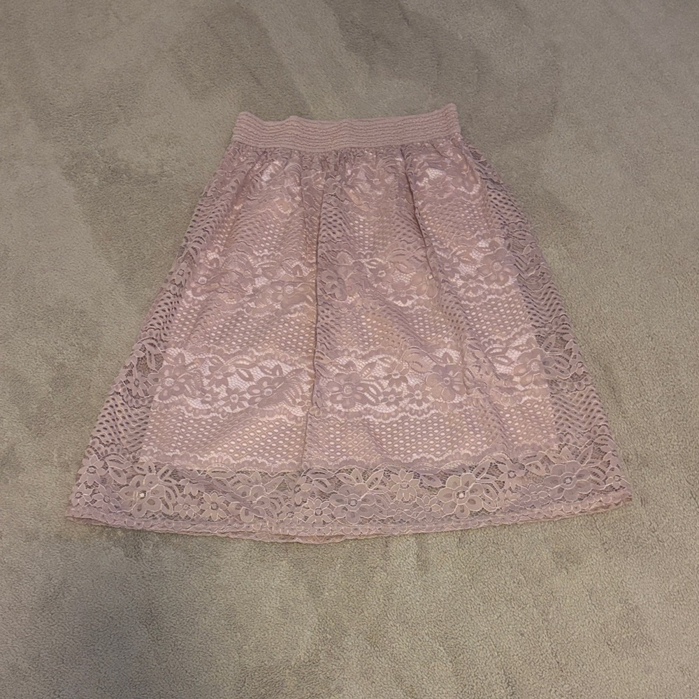 Elegant Lace Pink Skirt